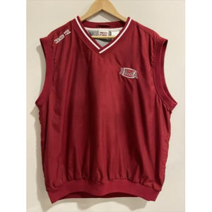 Red Oak Alabama Windbreaker Vest Mens XL- Crimson Red with White Trim Colar